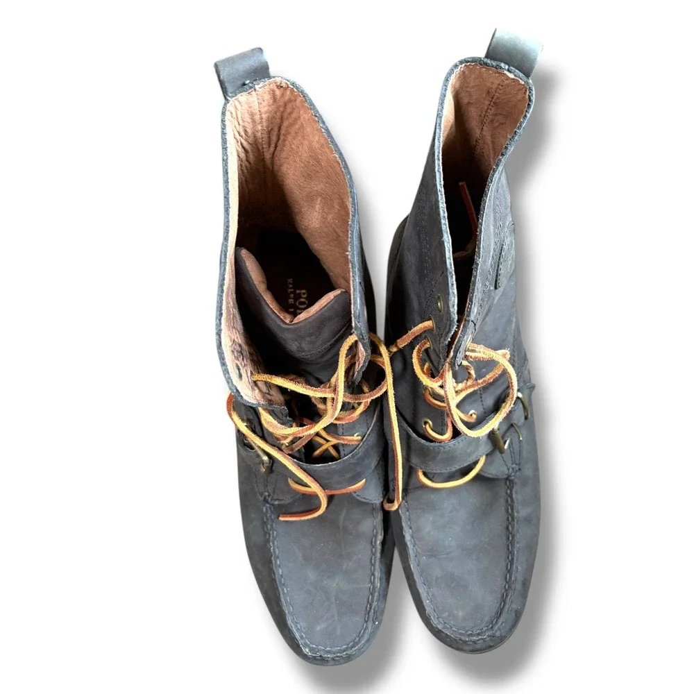 Vintage Polo‎ Ralph Lauren Men Ranger Lace Up Buckle Boots Brown Leather 15D